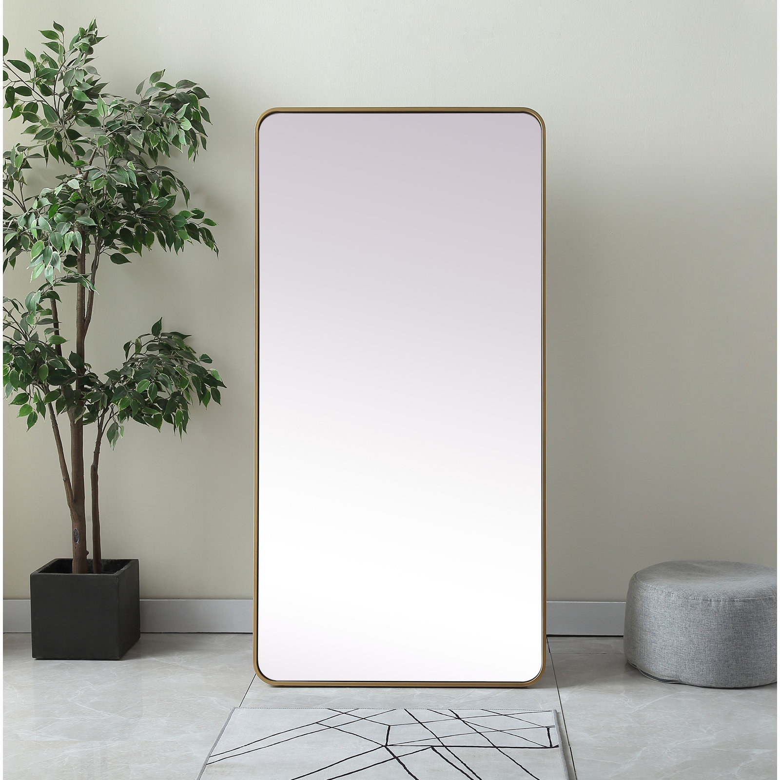 Sabine Full-Length Mirror, Brass, 60" x 30"
