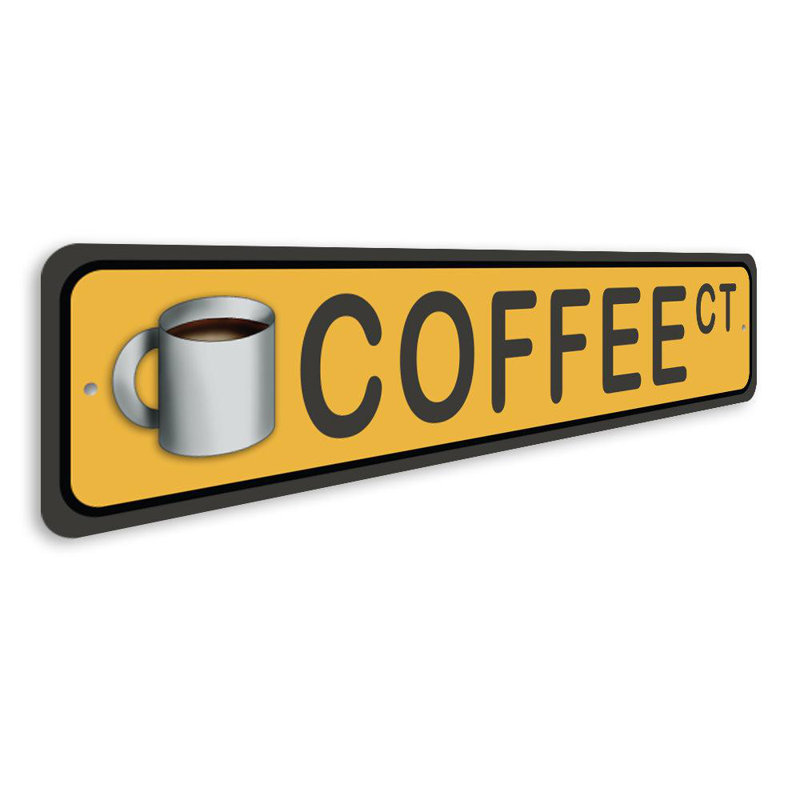 Enseigne en aluminium Coffee Street, H 4 po x l 18 po x P 0,04 po