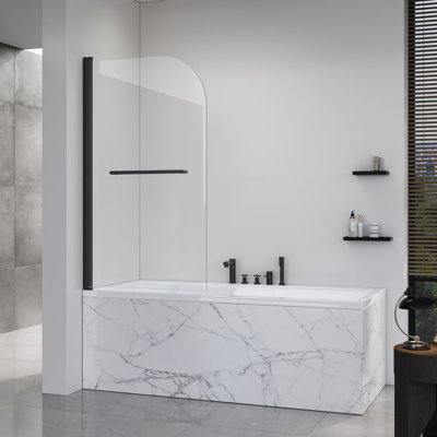 Frameless Folding Shower Doors, Tempered Glass Door, Bathroom Pivot Tub Glass Door for Bathtub