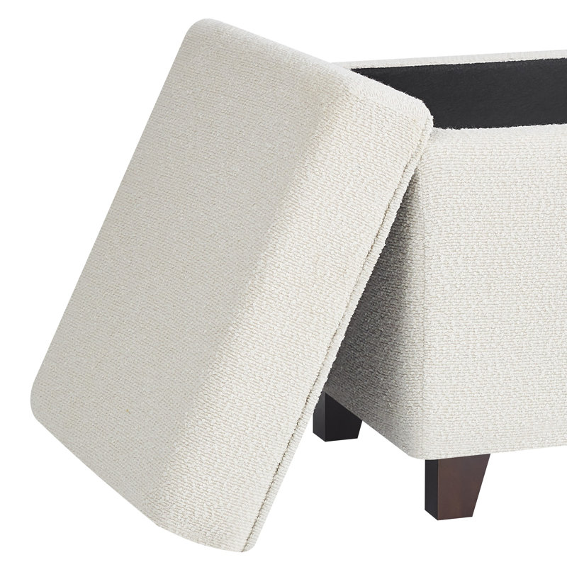 Pittston Cambridge Boucle Square Storage Ottoman, Cream