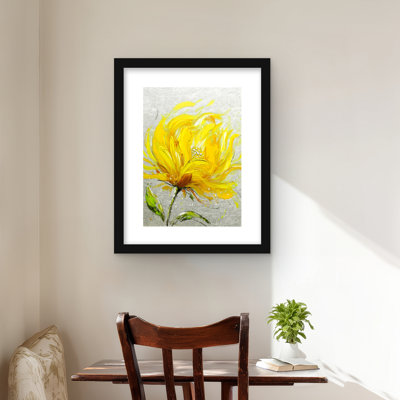 Yellow Fluffy Flower - Framed Matted Print for Home Decor