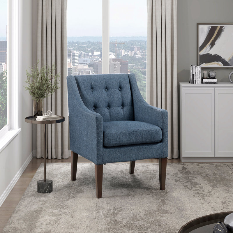 Chaise d'appoint - Tissu d'ameublement bleu capitonné, Bleu
