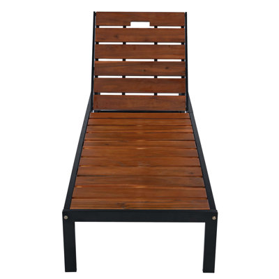 Méridienne d'extérieur noire et brune, fauteuil inclinable à dossier réglable, lit de jour d'extérieur élégant pour la terrasse et le jardin