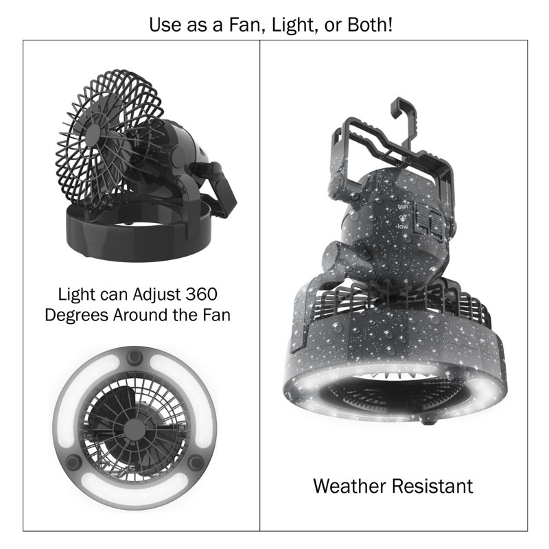 Portable 2 in 1 LED Camping Lantern with Fan by Wakeman