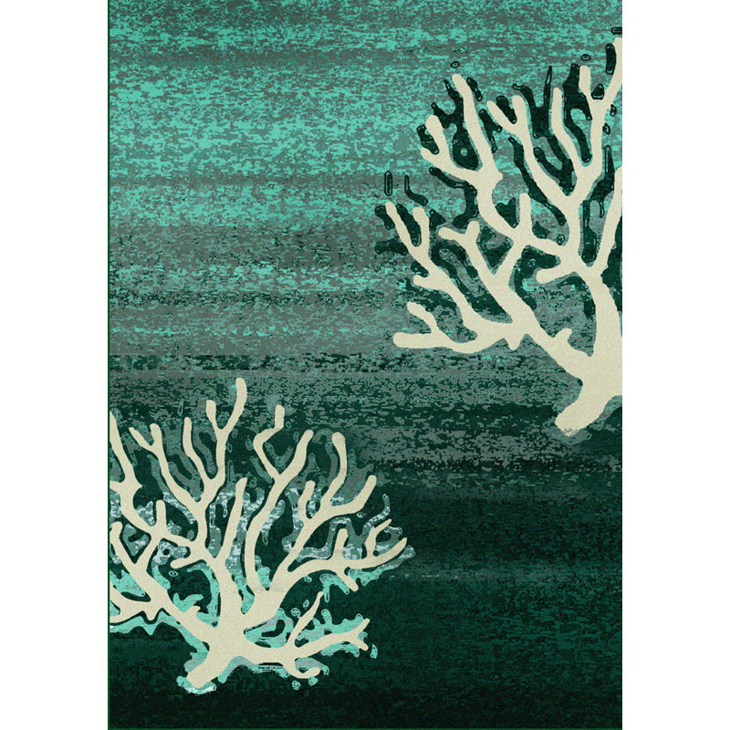 Tapis turquoise / vert foncé Konnor, Rectangle 3 pi 10 po x 5 pi 4 po