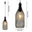 Lampe suspendue décorative 12,5 po en métal noire alimentée par pile