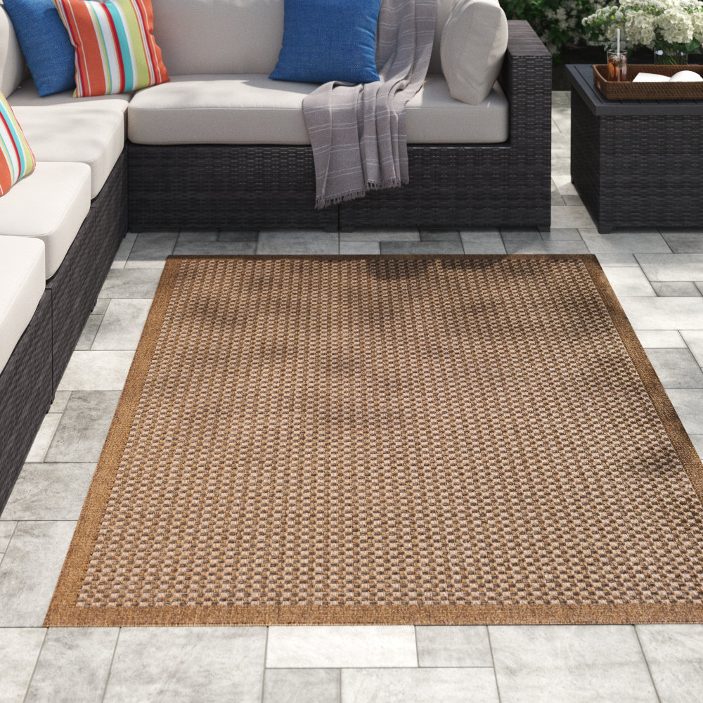 Macri Patchwork Machine Made Power Loom Polypropylene Indoor / Outdoor Area Rug in Natural Light Tan/Brown Bay Isle Home™ Rug 