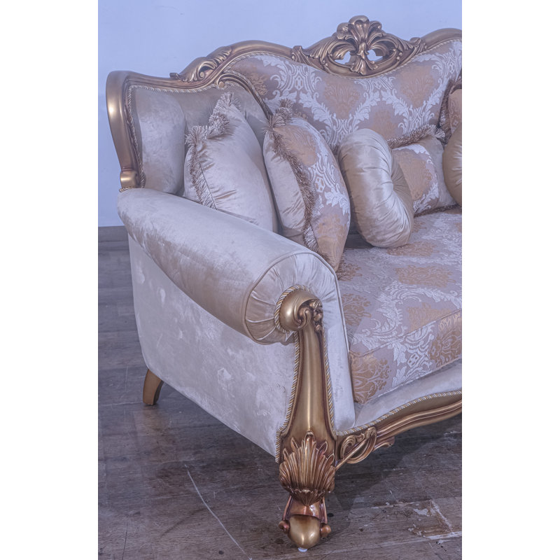 Sofa, Brown Linen Blend, Gold