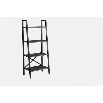 Organisateur de bibliothèque 5 niveaux à échelle moderne - Tablettes en bois massif avec cadre en métal pour les petits espaces dans les salons et les bureaux