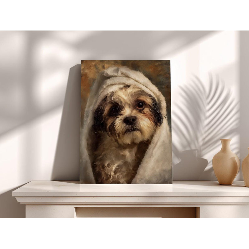 Art rétro sur toile Shih Tzu, H 36 po x l 24 po