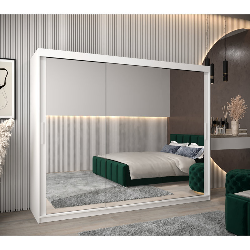 Melhado 3 Door Manufactured Wood Wardrobe, White Matt