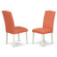 Ensemble de salle à manger 7 pièces composé d'une table de salle à manger ovale avec feuille papillon et de 6 chaises de salle à manger Parson en simili cuir flamant rose, blanc lin-238454817-238454819