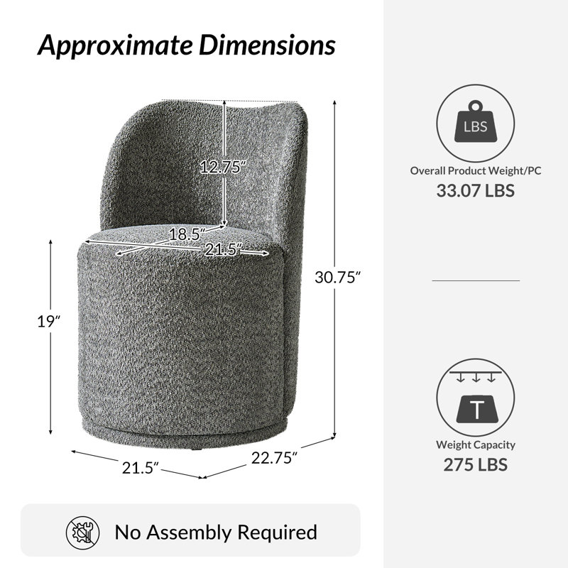 Clester Modern 360-Degree Swivel Dining Chair Set, Gray, 4