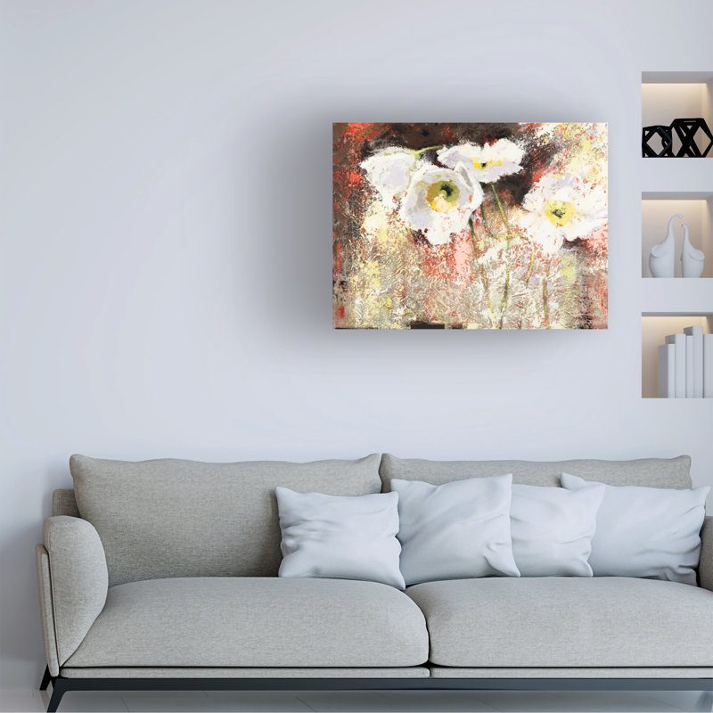  Shirley Novak White Russian Poppies Canvas Wall Art, 14" H x 19" W