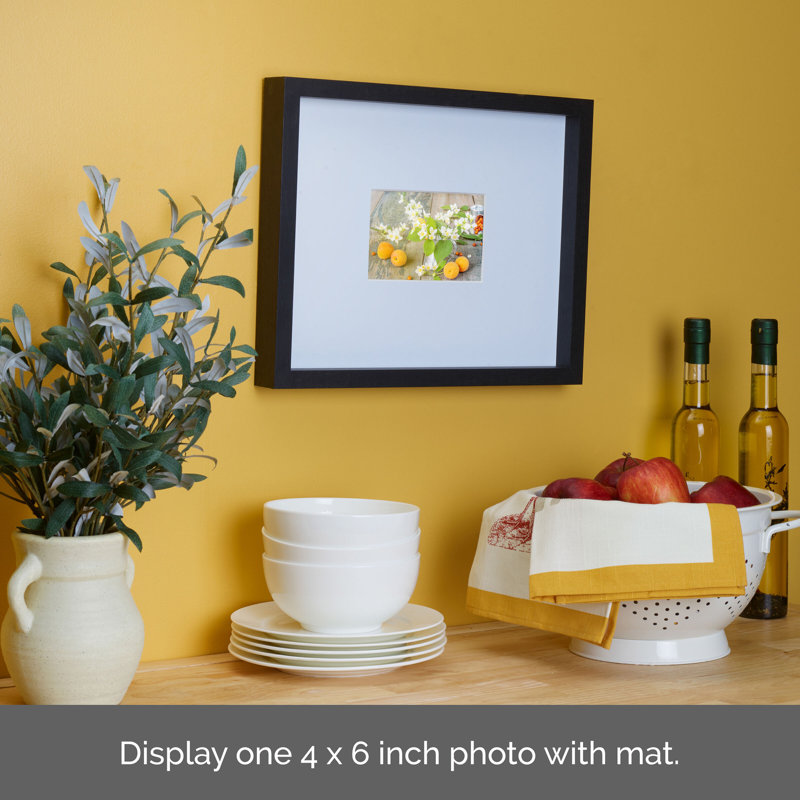 Mikasa 12x15 Inch Walnut MDF Matted Picture Frame for 8x10 Inch Photo, Black, 4" W x 6" H