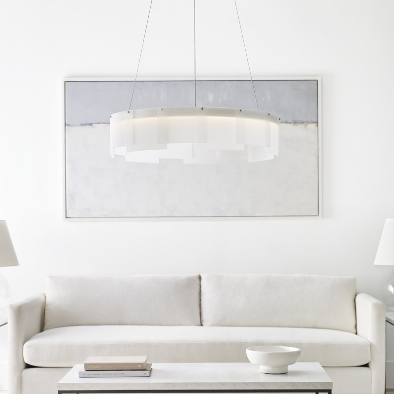 Stratos 1 - Light Glass LED Chandelier, Frost/Satin Nickel, White