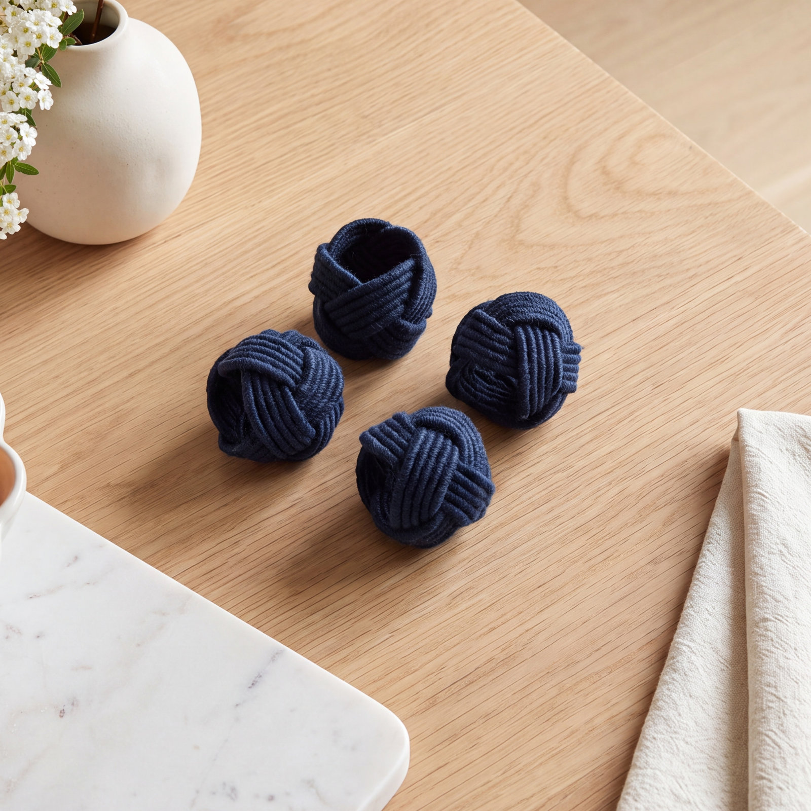 Harrietta Jute Napkin Ring, Navy