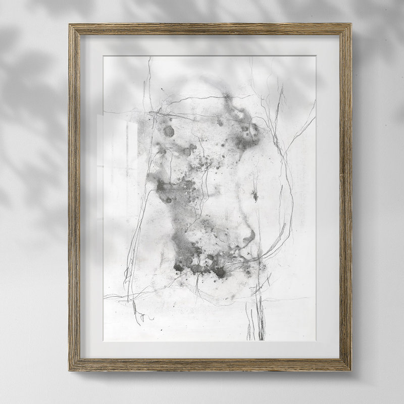 Printed Shimmering Neutral II, reproduction encadrée, Blanc, Papier avec cadre noyer