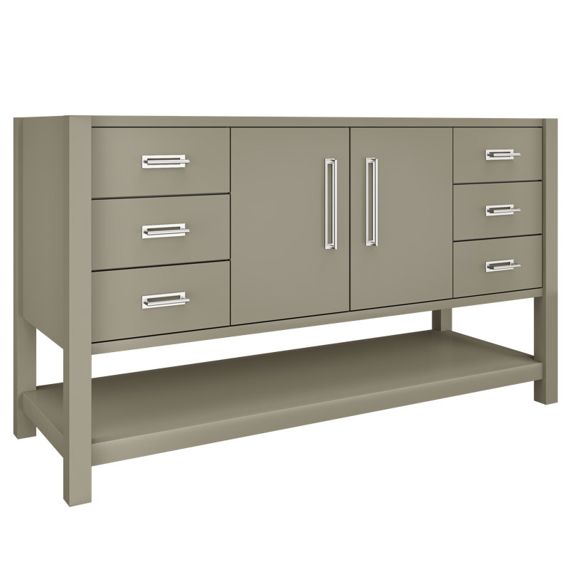 Kiawah Single Extra Wide Bath Vanity, French Olive, 60", Polished Chrome