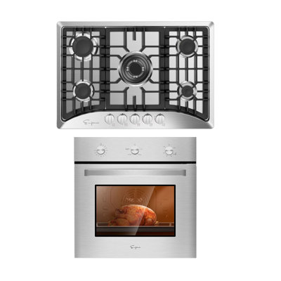 2 Piece Kitchen Package With 24" Gas Single Wall Oven & 30" Gas Cooktop