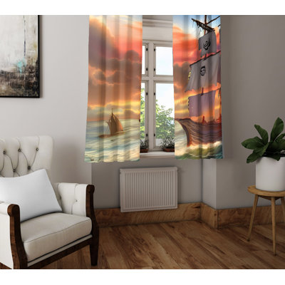 Paire de rideaux semi-transparents en polyester Danyeal