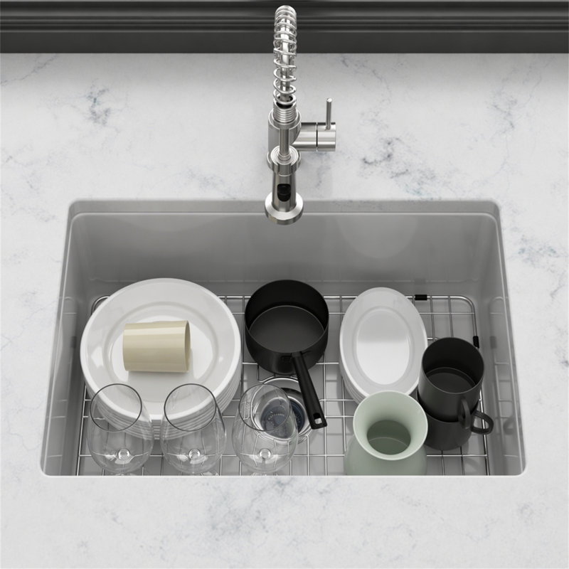 Évier de cuisine encastré 27 "x 19" x 10 "en argile réfractaire à double cuve en porcelaine blanche