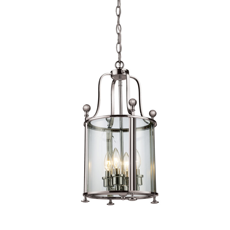 Luminaire suspendu tambour lanterne 4 lumières Lucah, gris