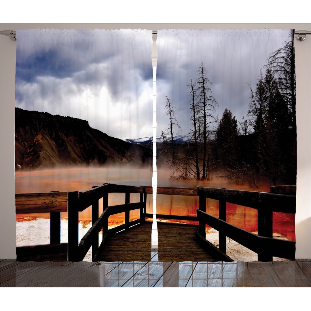 Rustikaler Vorhang, Hot Spring Scenery, Yellowstone stone~~POS=HEADCOMP, Orange Braun