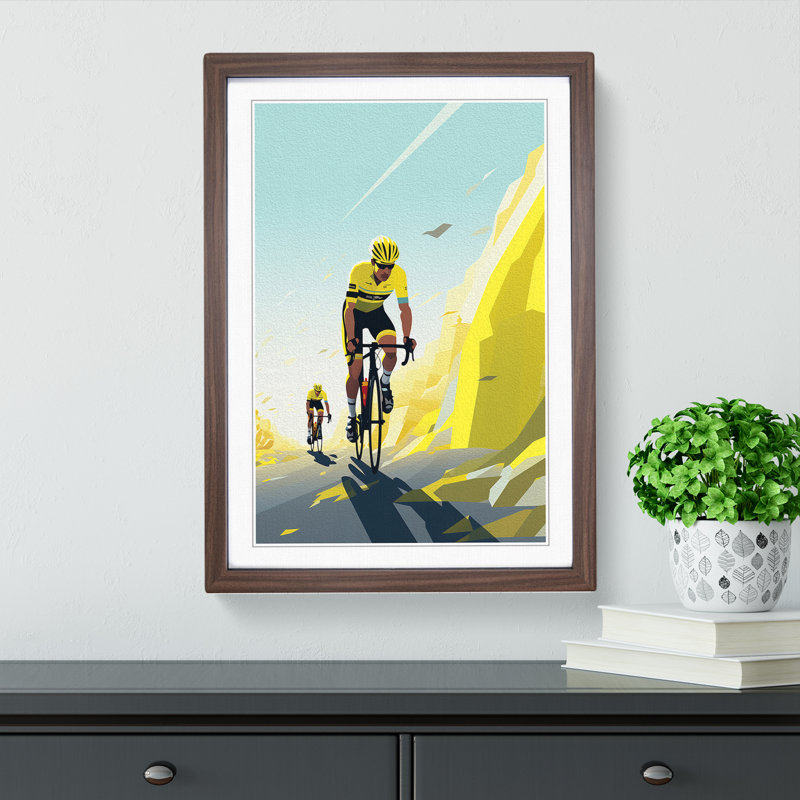 XYZ-FRM-V1223-6207 Tour De France Minimalism - Single Picture Frame Print on Wood, Walnut , 64cm H x 46cm W x 2cm D