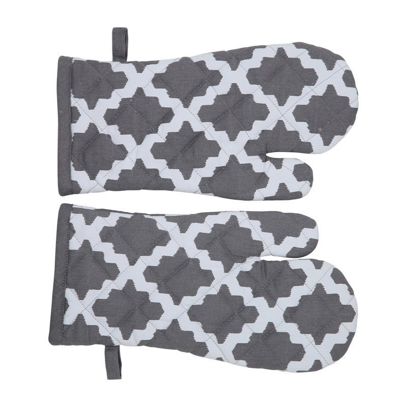 Brambly Cottage Pattern Oven Mitt(s) Only Set, Patterned Grey