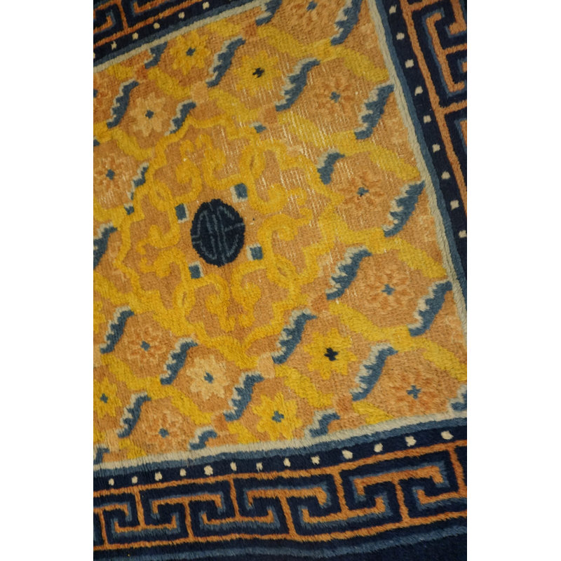Small Artistic Antique Ningxia Chinese Hand Knotted Mid 19th Century Rug