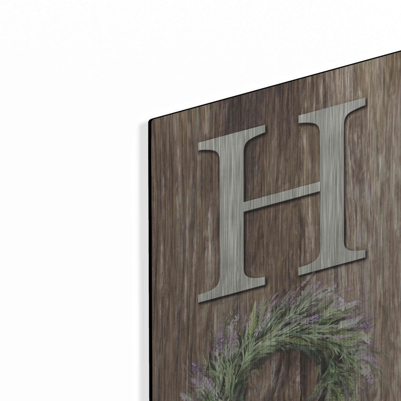 «Lavender Wreath Home» par Lori Deiter, art mural en métal, H 36 po x l 12 po