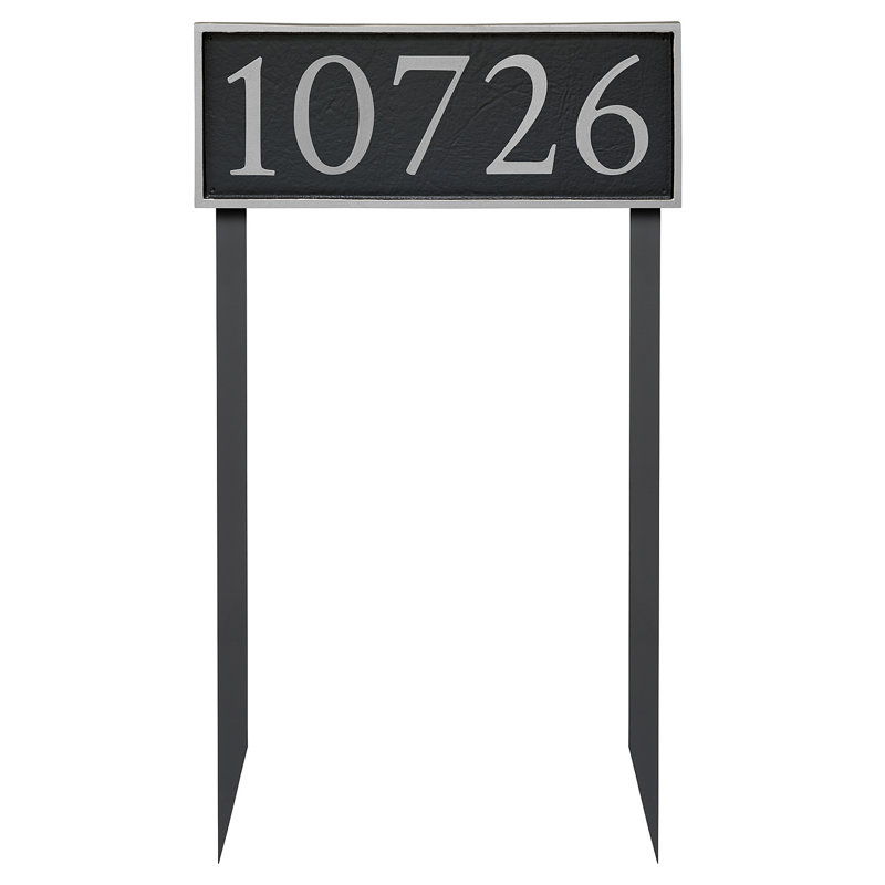 Serif 1-Line Lawn Address Sign, White, Copper, Yes