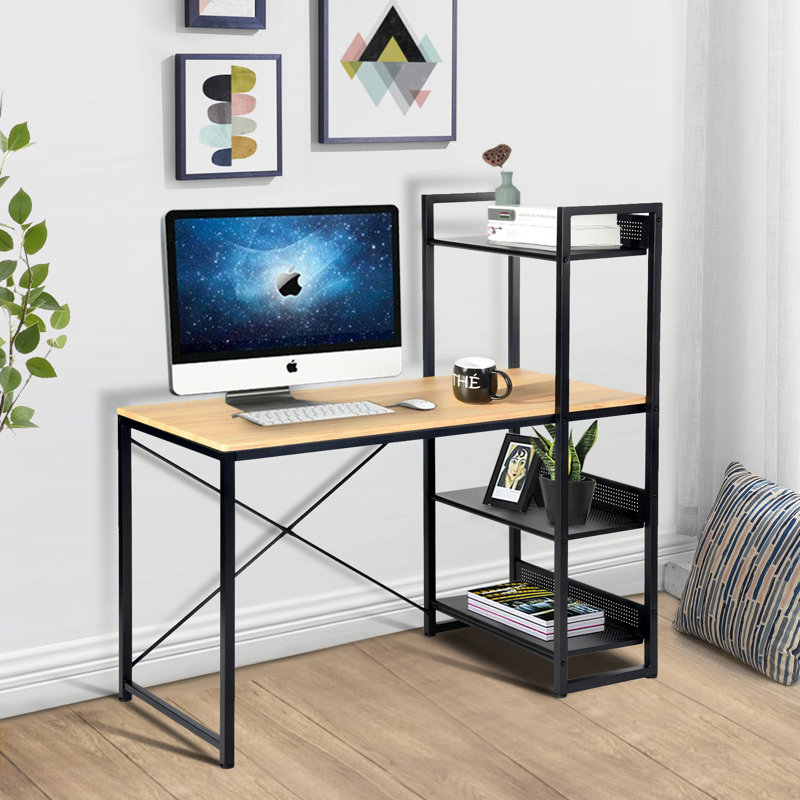 Charleena Metal Base Computer Desk, Beige