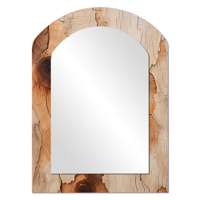 «Brown American Basswood Essence», miroir décoratif d'arbre asymétrique, miroir mural arqué brun