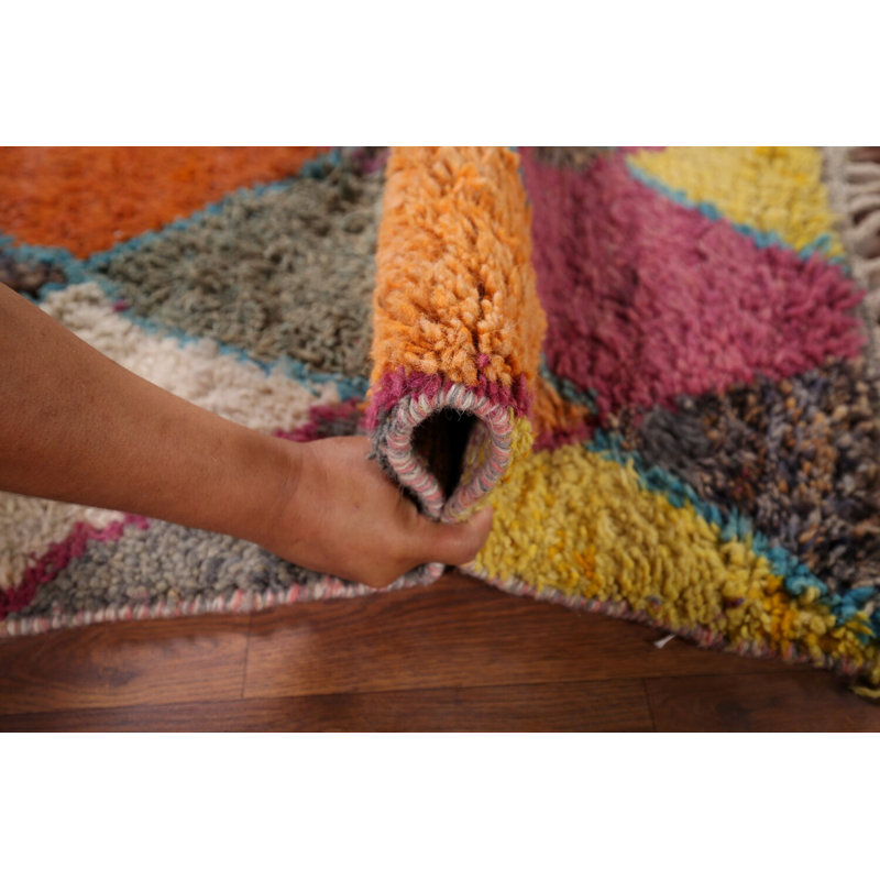 Tapis marocain multicolore à motif treillis coloré 3 x 5