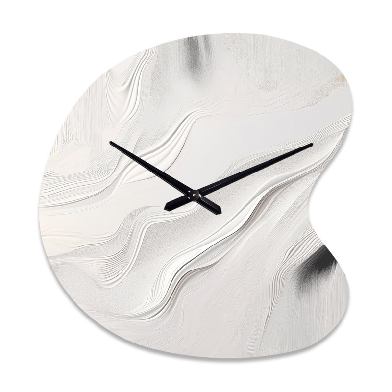Horloge asymétrique en métal blanc et gris avec ondulations de pierre V, Petit