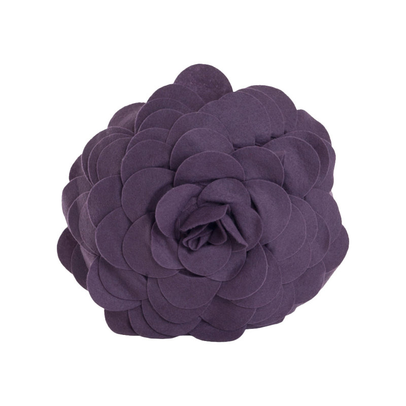Violet Felt Flower Design Square Throw Pillow, 16 inches