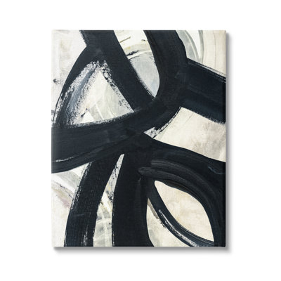 «Dynamic Modern Black Paint Strokes Bold Abstract» par Susan Jill, peinture sur toile tendue