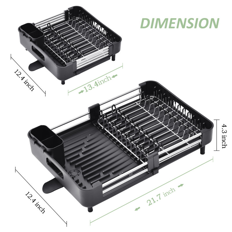 Stainless Steel Adjustable Dish Rack, Extendable Extra Large Capacity Dish Drying Rack, Kitchen Plate Rack
