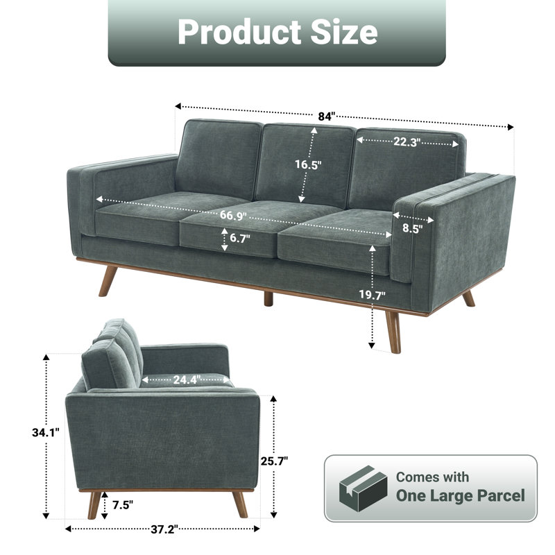 Estes Inayat 84' Upholstered Sofa, Vert