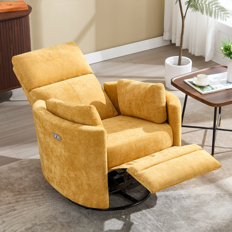 Fauteuil inclinable électrique de luxe à bascule pivotant avec coussin réglable pour un confort ultime, Jaune