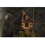 Rustic bird feeder "Blockhaus", bird house with feed silo, 51 x 45 x 37cm, pine, red