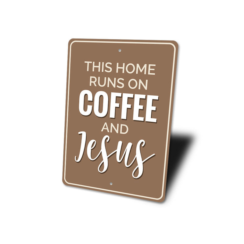 Café et enseigne en aluminium Jésus, H 14 po x l 10 po x P 0,04 po