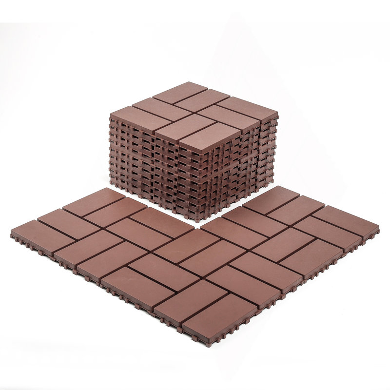 Carreaux de terrasse en plastique emboîtables, Brun