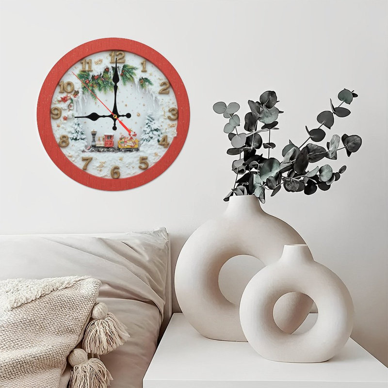 Horloge de Noël-Face-Avec-Père-train