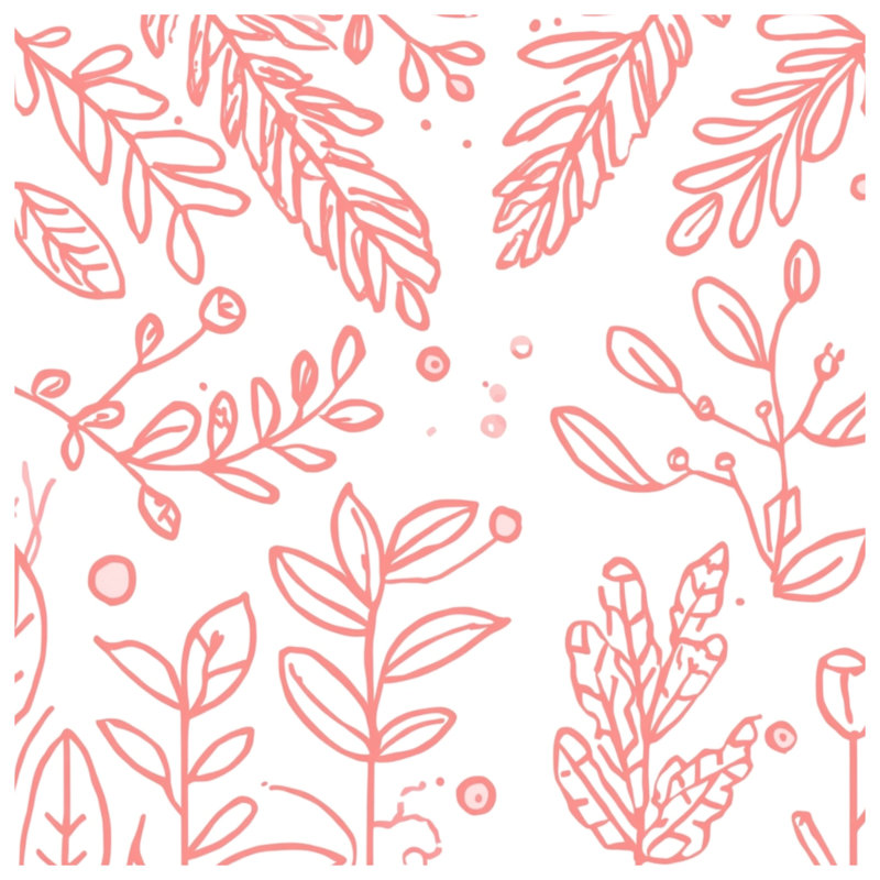 Couvertures de feuilles botaniques roses, L 60 po x H 80 po