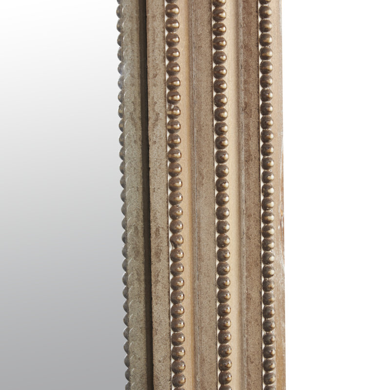 Bhavisha Wooden Tall Brown Wall Mirror with Layered Beaded Frame