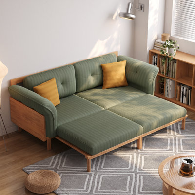  Grimpante 82.7'' Modern Green Corduroy Sofa Bed, Upholstered  Sleeper with Wooden Frame