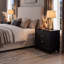 Table de chevet 28 po avec 3 tiroirs, table d'appoint Mid-Century moderne, noir-2100683751